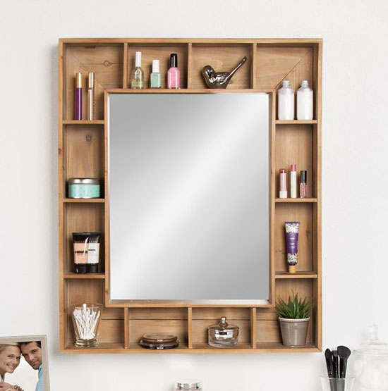 آینه-با-قفسه-برای-نگهداری-محصولات-آرایشی
