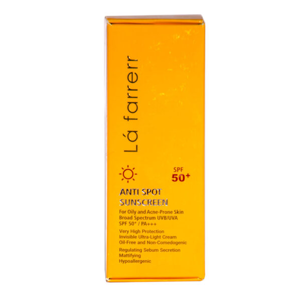 کرم ضد آفتاب و ضد لک بی رنگ لافارر SPF50 پوست چرب 40 میل